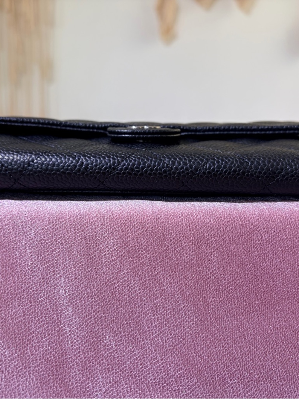 NWT CHANEL Black Quilted Caviar Leather Long Wallet with Silver CC - Picture 6 of 15